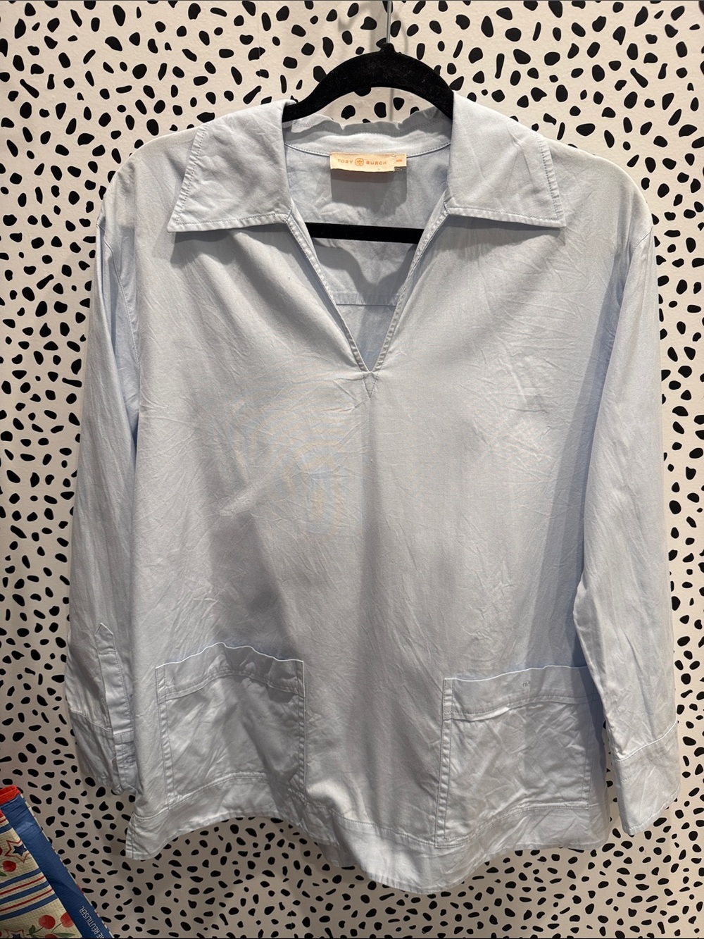 Tory Burch Popover Blue Tunic Size M